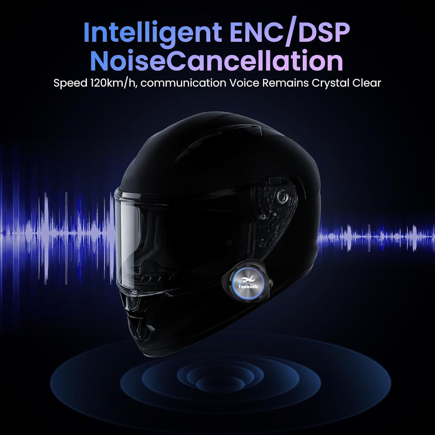 Y3 Helmet Bluetooth Headset (More Suitable for Couples), Auto Answer Phone, Intercom, Music, Intercom, Active Noise Cancellation, Waterproof (1 Pack)