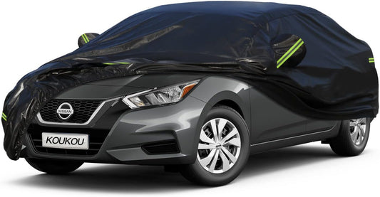 KouKou Car Cover Waterproof All Weather, 7 Layers Outdoor Car Cover for Automobile, Universal Fit Nissan Versa, Acura Integra/RSX,Toyota Corolla Celica, Subaru BRZ, ect.(Length up to 177 inch)
