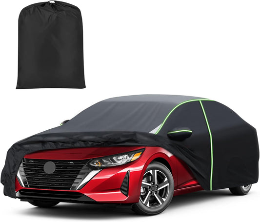 Mixsuper Liner Car Cover for Nissan Sentra 2000-2026, 7 Layers Waterproof Car Cover Accessories for Sentra with Zipper Door, Windproof Straps, Reflective Strips, Anti-UV, All Weather