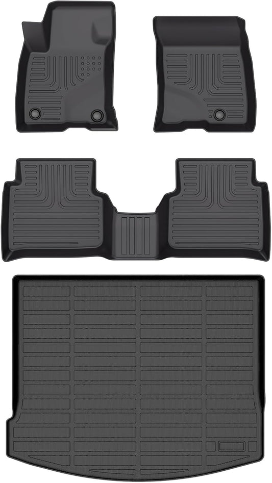 Wayhigh-All Weather Floor Mats and Cargo Mat Set Fit for Lincoln Corsair 2020-2024 2025(Non Plug-in Hybrid) TPE Car Mats Waterproof Heavy Duty Rubber Floor Liners Corsair Accessories