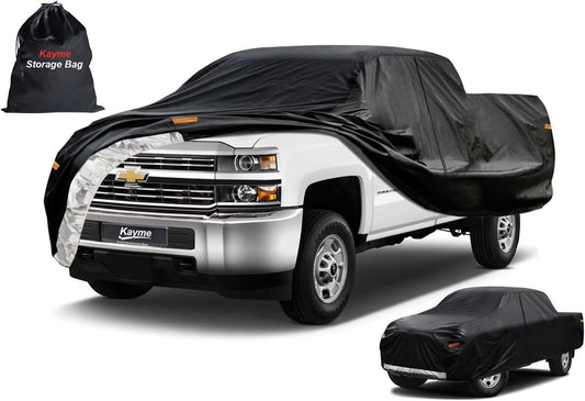 Kayme Truck Cover Custom Fit Chevrolet Silverado 2500HD(1998-2006) Extended Cab SB. Full Exterior Heavy Duty Outdoor Pickup Truck Car Cover Waterproof All Weather.Car Tarp Wind Sun Dust Protection.