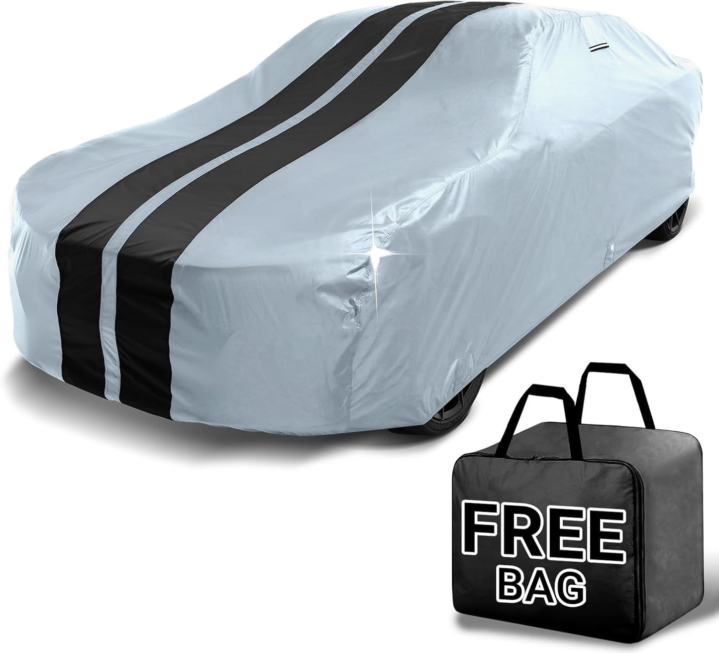iCarCover Custom Car Cover for Buick Electra (1977-1984) Waterproof All-Weather Rain Snow UV Sun Protector Full Exterior Indoor Outdoor Car Cover (Stripe - Gray/Black)