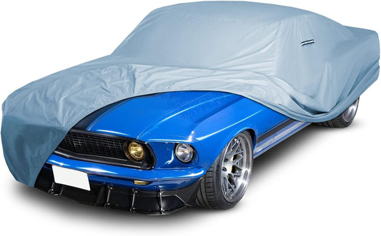 iCarCover Custom Car Cover for 1969-1973 Ford Mustang Waterproof All-Weather Rain Snow UV Sun Protector Full Exterior Weatherproof Indoor Outdoor Car Cover