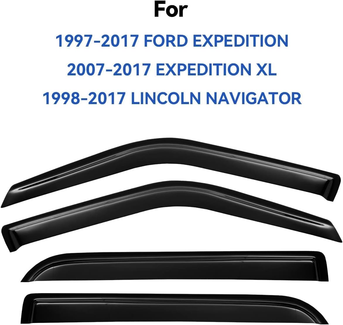 Window Visors Rain Guards for 1997-2017 Ford Expedition, Out-Channel Window Vent Wind Deflectors Visors Shades for 2007-2017 Expedition XL, 1998-2017 Lincoln Navigator