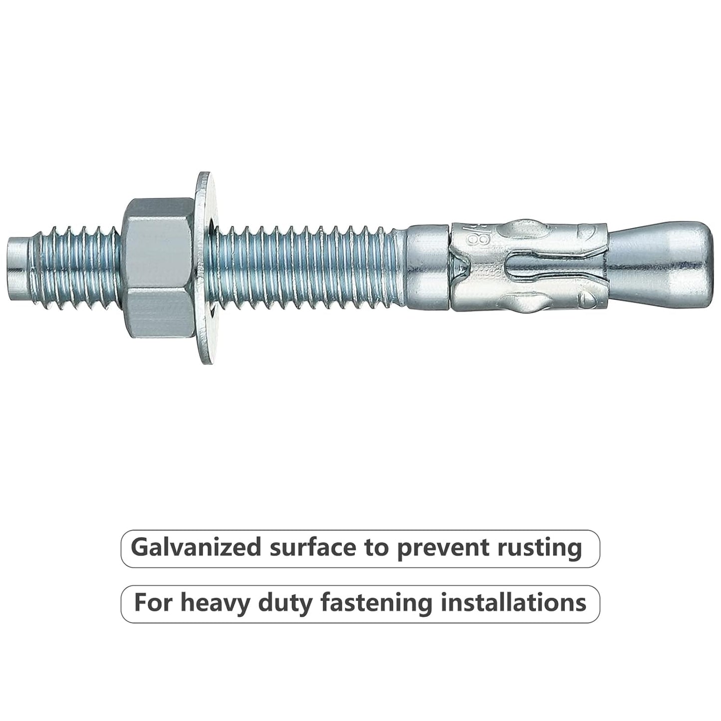 5/16x2 100Pcs Inch Standard Fasteners for Heavy-Duty Zinc Wedge Anchors for Cement and Concrete