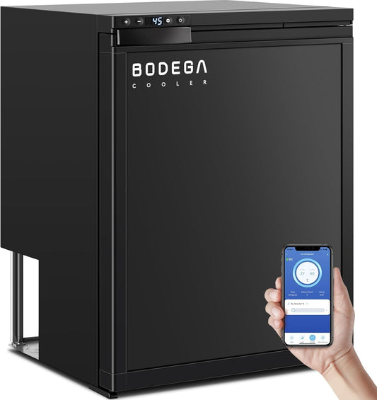 BODEGACOOLER 12 Volt Refrigerator, RV Refrigerator APP Control, 65L(2.3cu.ft.) RV Fridge Freezer, Car Refrigerator with Lock, (4℉-46℉) Travel Compressor Cooler 12/24V DC for Truck, RV, Camping
