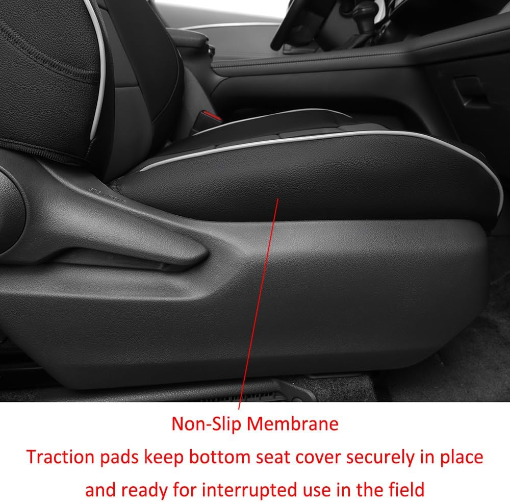 EKR Sienna Seat Covers for 2021-2025 Toyota Sienna XLE,XSE,Limited,Platinum,7 Seats,2nd Row Captain Chairs W/NO Legrest,Seat Covers Full Set for Cars,Car Seat Protectors-Leather(Black/Gray)