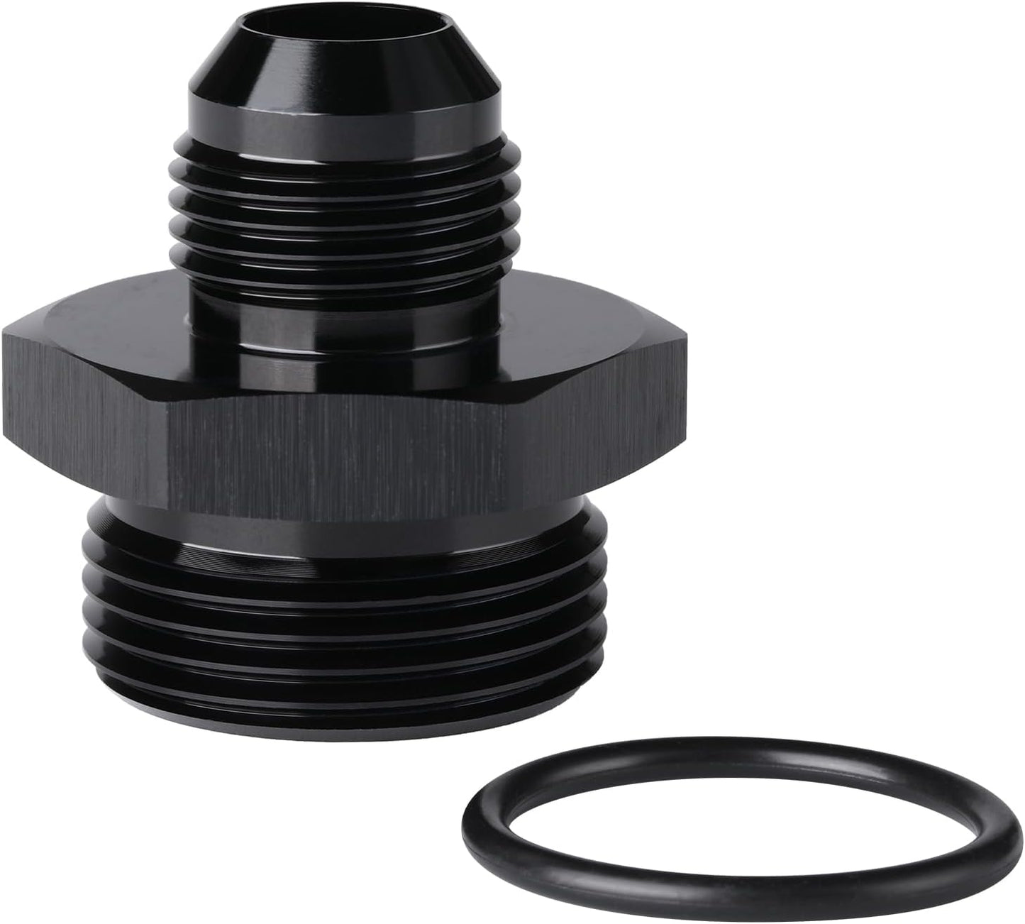 10AN Male Flare to 16AN ORB O-ring Boss Fuel Pump Rail Adapter Fitting Aluminum Black