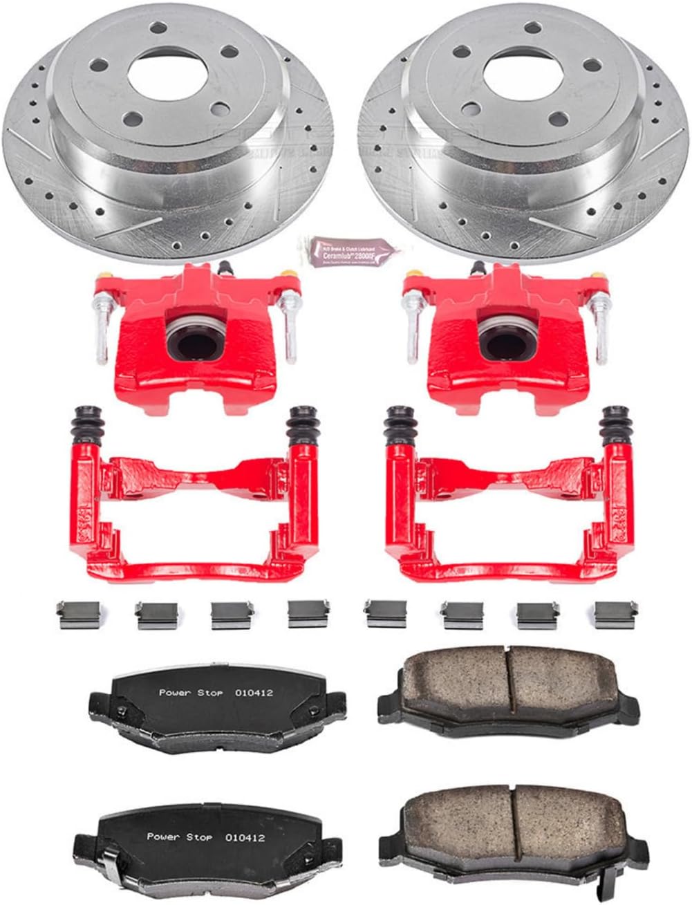 Power Stop KC3090 Z23 Evolution Sport Brake Kit with Powder Coated Calipers Brake Pads, Drilled and Slotted Rotors For 2007 2008 2009 2010 2011 2012 2013 2014 2015 2016 2017 Jeep Wrangler