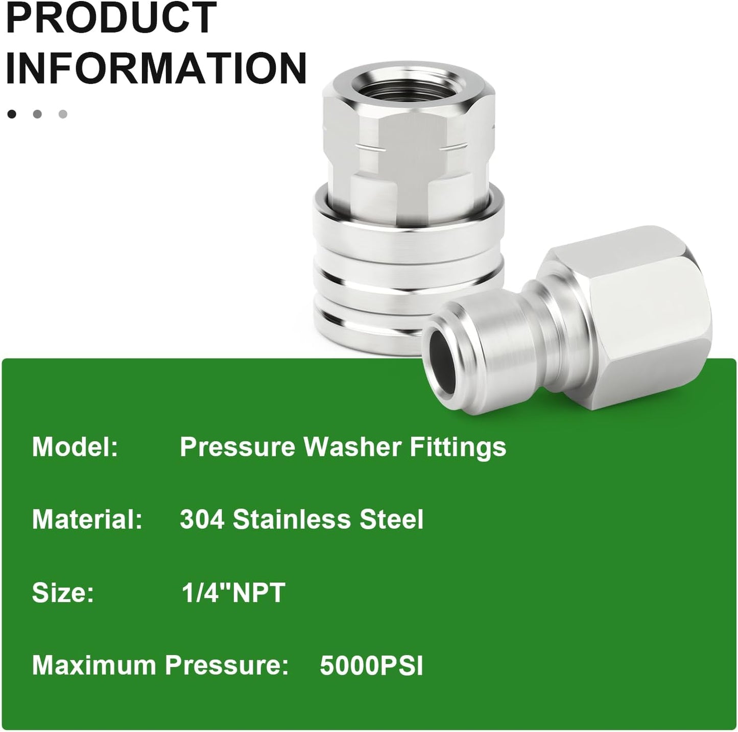 TAISHER 12PCS 304 Stainless Steel Pressure Washer Adapter Kit, Quick Connect Fittings，1/4" Female