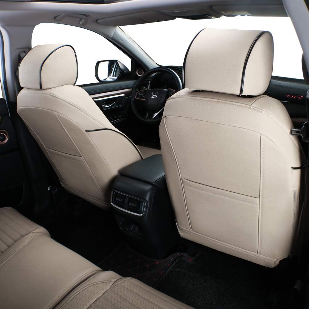 EKR Accord Car Seat Covers for Honda Accord 2023 2024 2025 LX(Rear Row W/Solid Backrest) Leather Car Seat Covers,Waterproof Car Seat Protectors,Trucks Seat Covers Full Set(Beige)