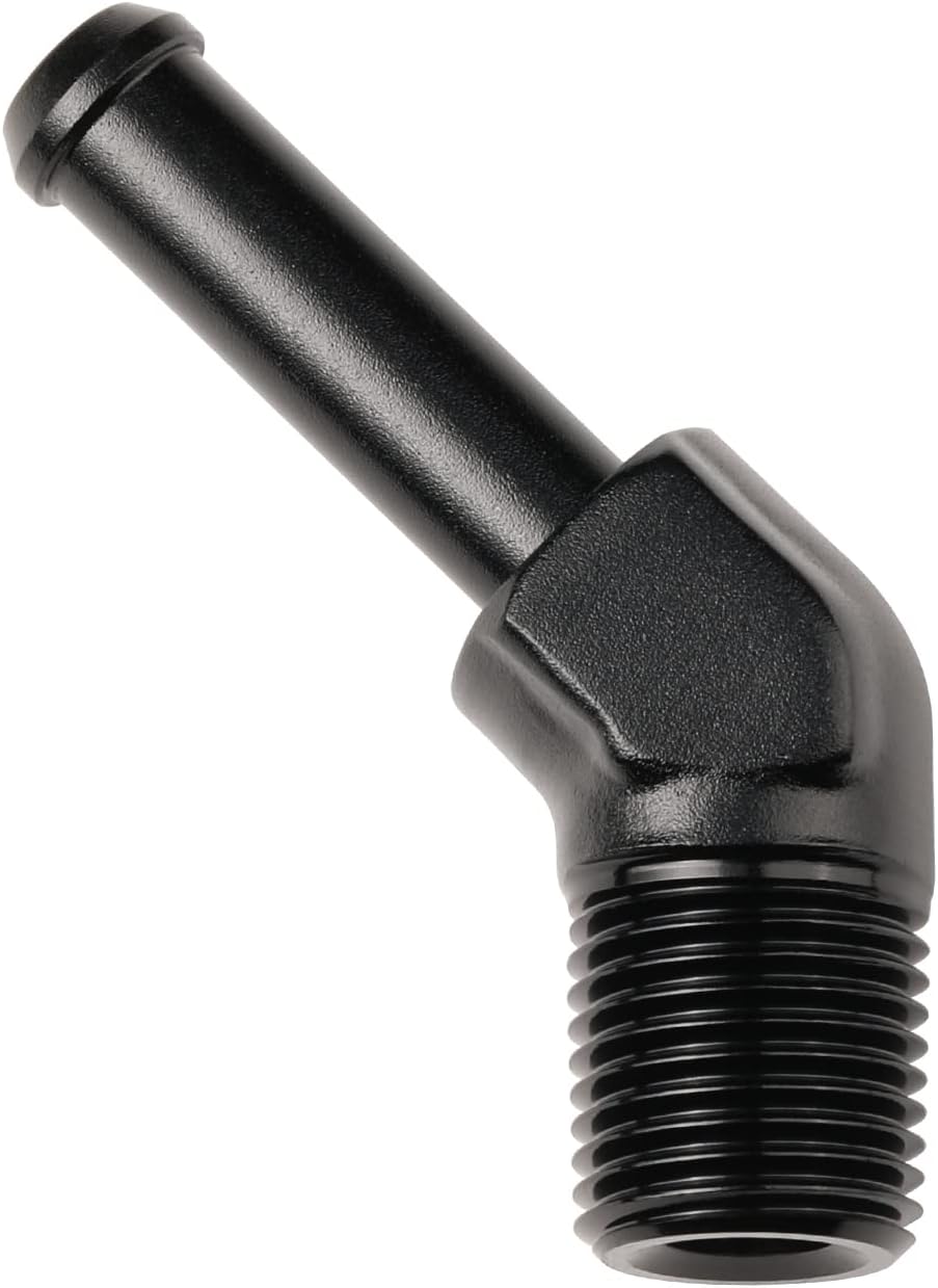 1/8 NPT Male to 1/4" Hose Barb Fitting Adapter 45 Degree Elbow Aluminum Black
