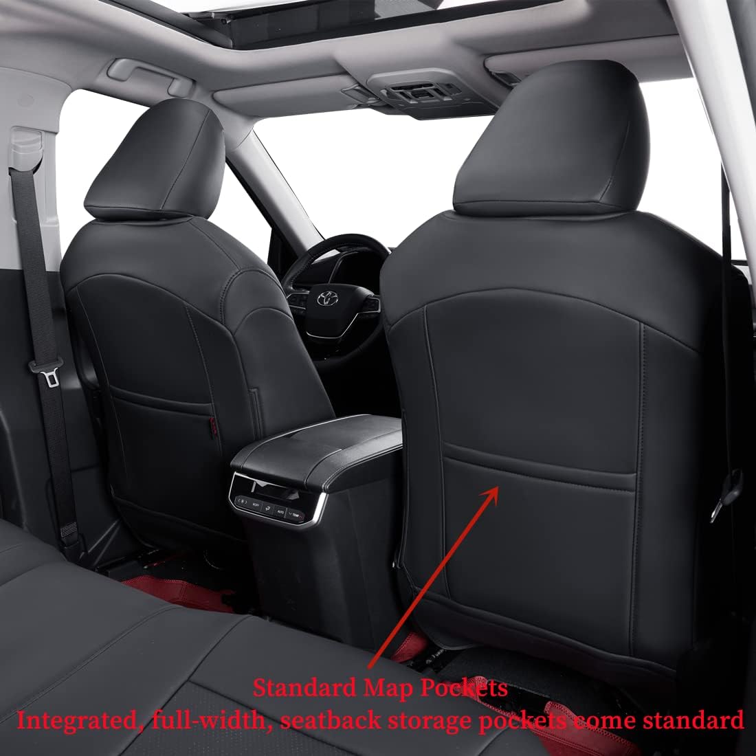 coverdream Custom Seat Covers Compatible with Select Toyota Camry Hybrid XLE,Hybrid XSE 2018 2019 2020 2021 2022 2023 Models - Leatherette (Black,Full Set)