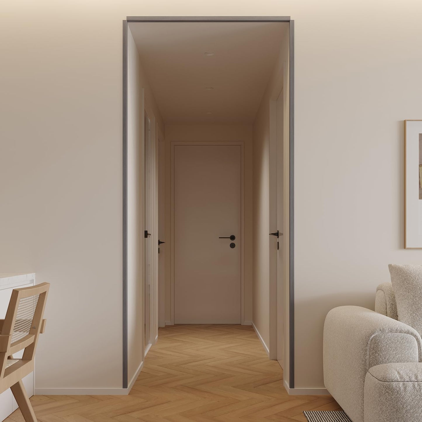 Wall Corner Protector 6PCS 45" Corner Molding Trim Grey Wood Grain Corner Trim Decorative Strips for Door and Window Frames Mirror Edges Ceramic Tiles, and Wooden Wall Edges.