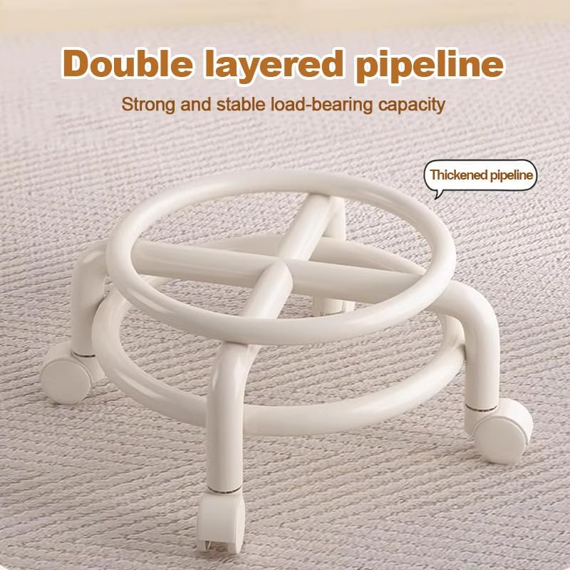 Low Rolling Stool with Wheels,Mini Rolling Garage Stool with Back Support,360° Rotating Floor-Friendly Wheels for Home, Office,Garage & Salon (Transparent Gray)