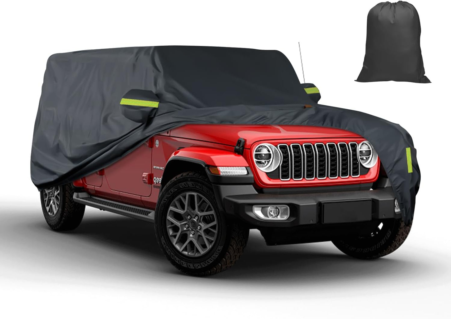 Heavy Duty Waterproof Car Cover Fit for Jeep 2009-2025 Wrangler 4 Dr,Tear & UV Resistant, Outdoor Indoor Full Car Cover with Storage Bag, Windproof Sun Rain UV Dust Snow Protection, Black