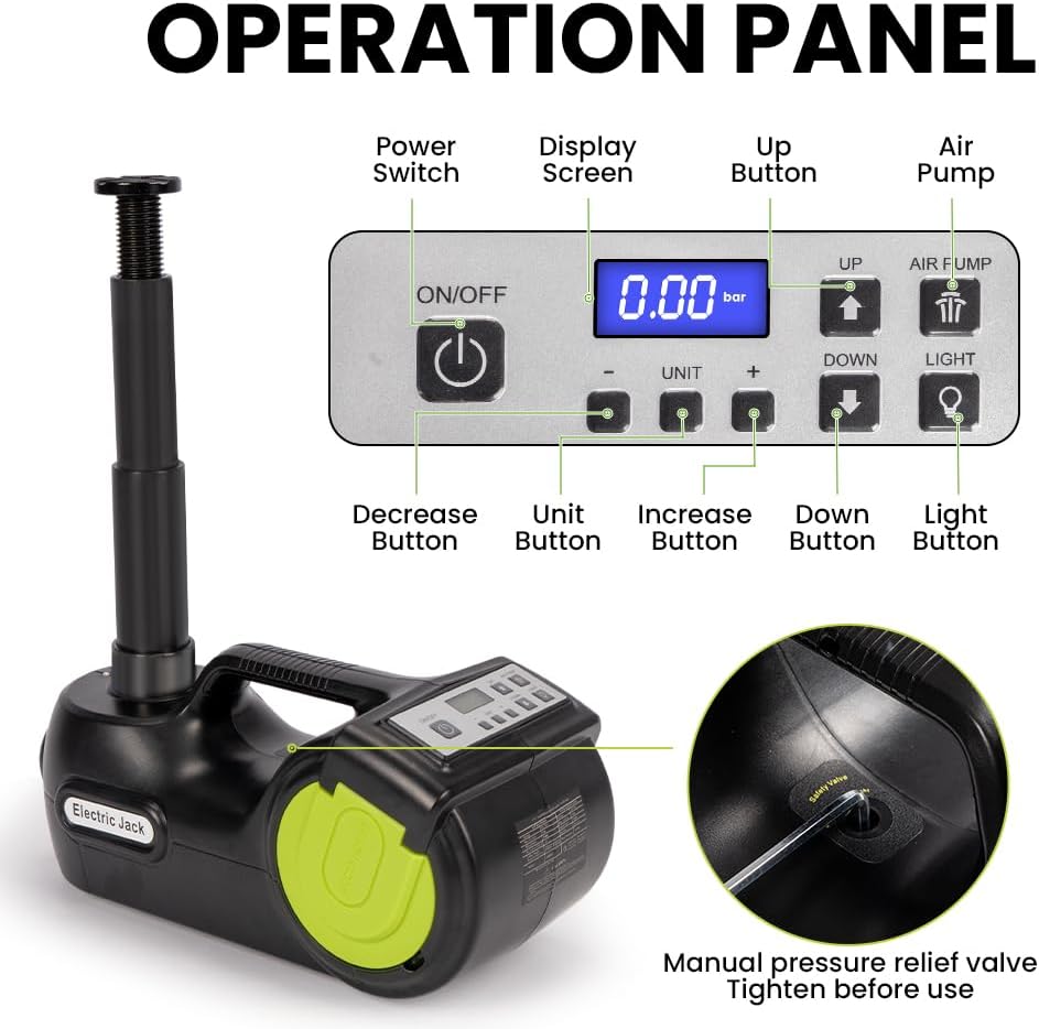 Anbull Electric Car Jack Kit 5 Ton,Hydraulic Car Jack Lift DC12V with Electric Impact Wrench & Inflator for SUV MPV Sedan Truck Tire Change & Garage Repair（Lifting Range 6.1-21.7 inch）