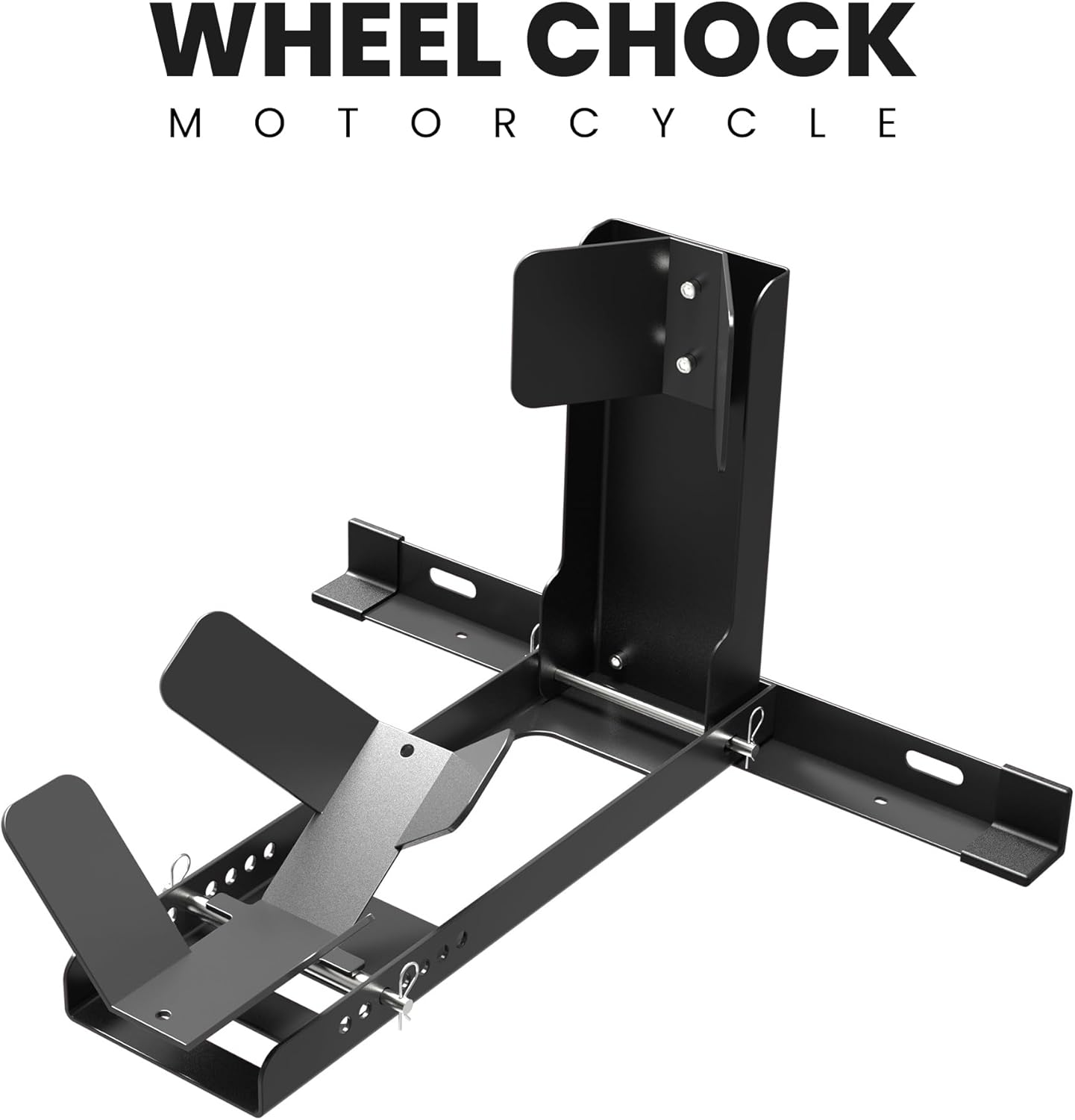 GRAND PITSTOP Universal Wheel Chock for Motorcycle Stand for Trailer Completely Adjustable Detachable Foldable Wheel Chock (Black V2)