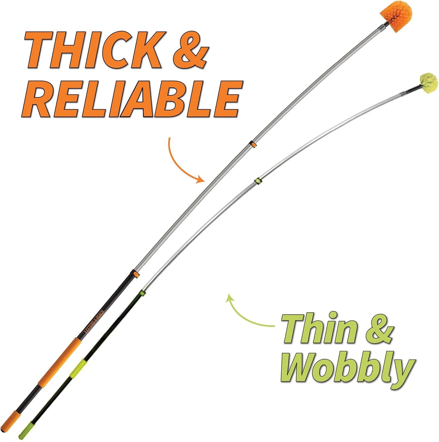 24 Feet High Reach Ceiling Dusters Set with 5-18 ft Extension Pole for Cleaning // Extendable Telescoping Long Reach Cobweb & Feather Dusters for High Ceiling // Extendable Ceiling Fan Blade Cleaner