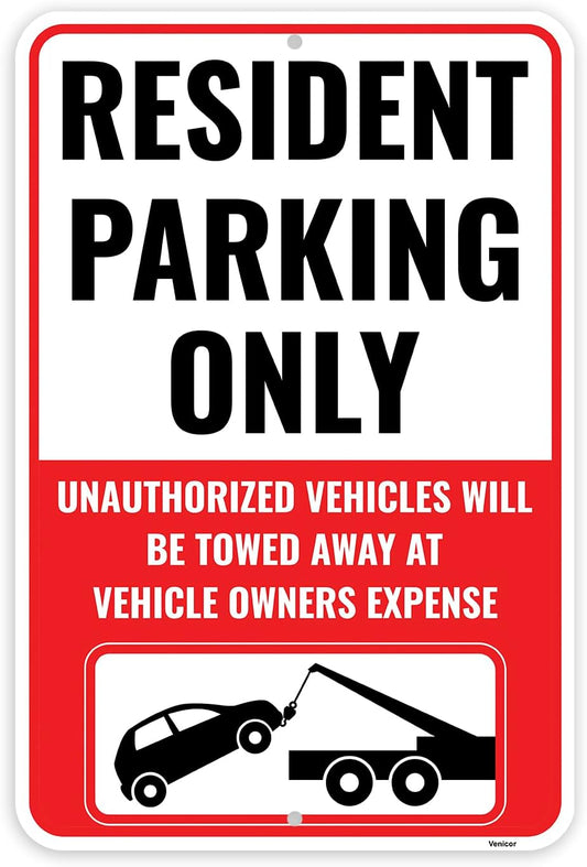 1PC Resident Parking Sign, 18 x 12 Inches - Aluminum - Private Tenant Parking Only Sign
