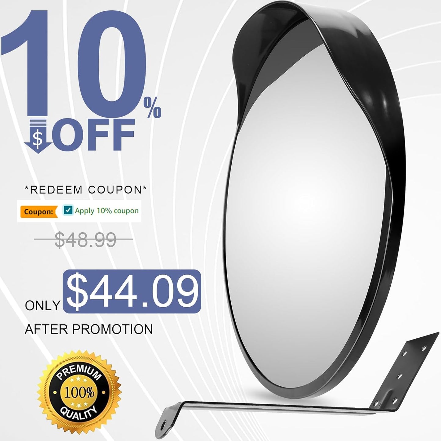 moveland 18 Inch Convex Security Mirror for Parking Assist, Adjustable Wide View Acrylic Convex Mirror for Garage, Blind Spot, Business, Office, Warehouse, Traffic (Support Indoor and Outdoor)