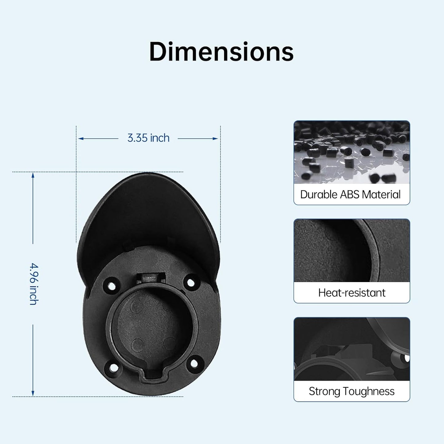 LJH EV Charger Holder Wall Mount for SAE J1772 Electric Car Plug Nozzle Holster Dock and EV Cable Holder, Outdoor/Indoor (Black)