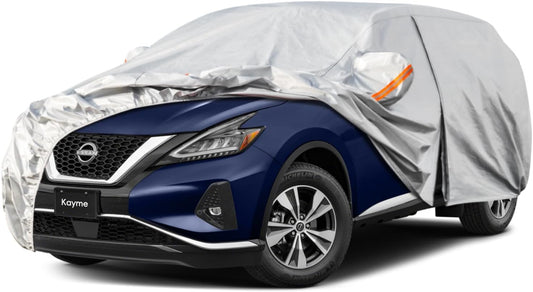 Kayme 6 Layers SUV Car Cover Custom Fit for Nissan Murano（2008-2025） Waterproof All Weather for Automobiles, Outdoor Full Cover Rain Sun UV Protection.Silver