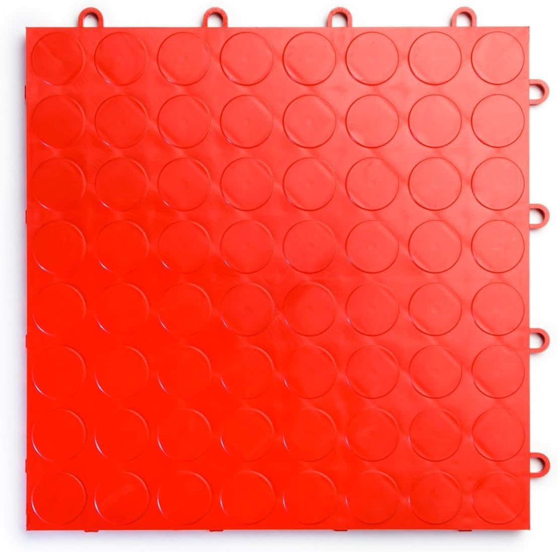 Big Floors RaceDeck CircleTrac, Interlocking Non-Slip Garage Flooring Tile, Durable, Modular, Heavy-Duty Copolymer, Easy Install (Red, 48 Pack of 12 x 12" Tiles)