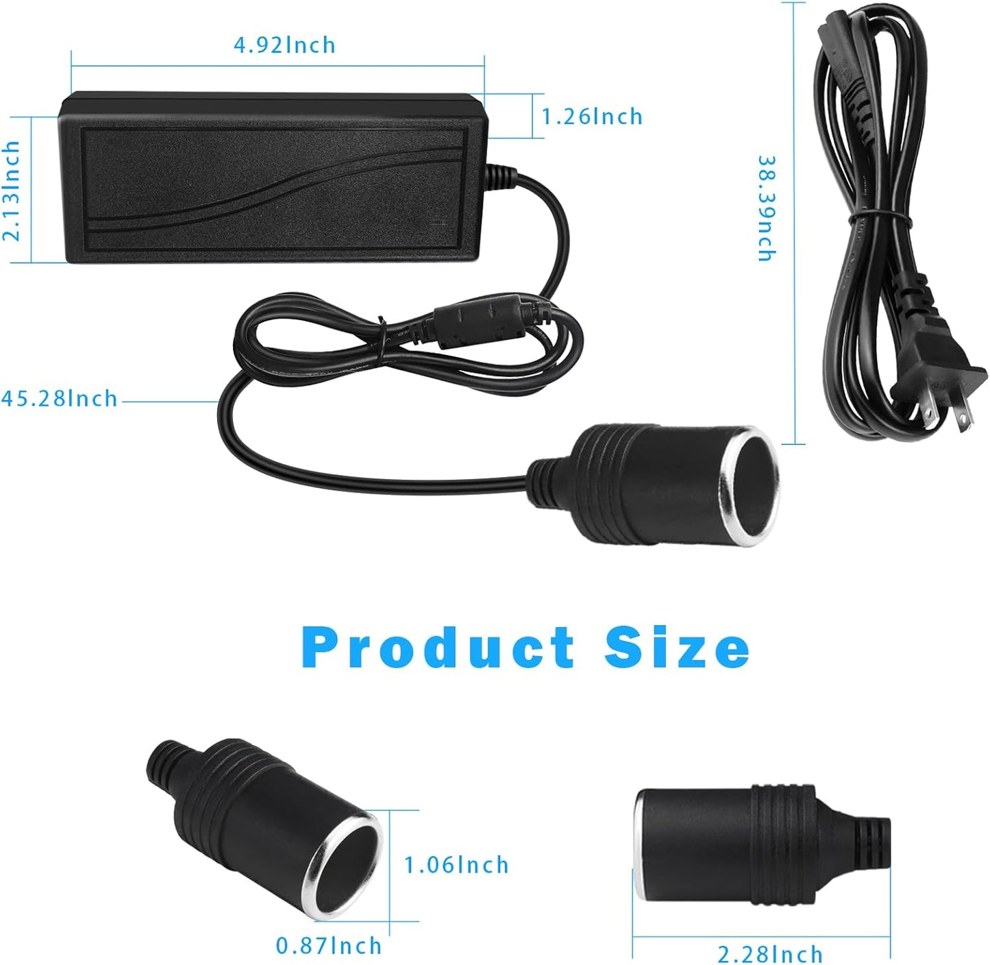 inShareplus 12V 5A 60W AC to DC Converter, 12 Volt Cigarette Lighter Adapter, AC 100-240V to DC 12V Car Lighter Adapter to Wall Outlet Adapter, 12V Power Supply for Car Devices (MP3, Fan, Dash Cam)