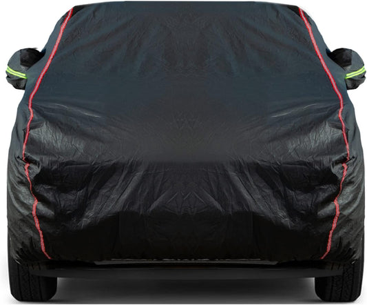 Car Cover, Fit for MPV, Breathable New Material for Sun Protection, Waterproof, UV Protection, Snow and Wind Protection, with Zipper Door, Suitable for Indoor and Outdoor Use (199"-210") B16