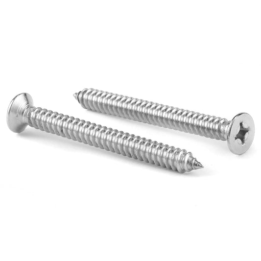 #8 x 1-3/4" Wood Screw 100Pcs 18-8 (304) Stainless Steel Screws Flat Head Phillips Fast Self Tapping Drywall Screws by SG TZH