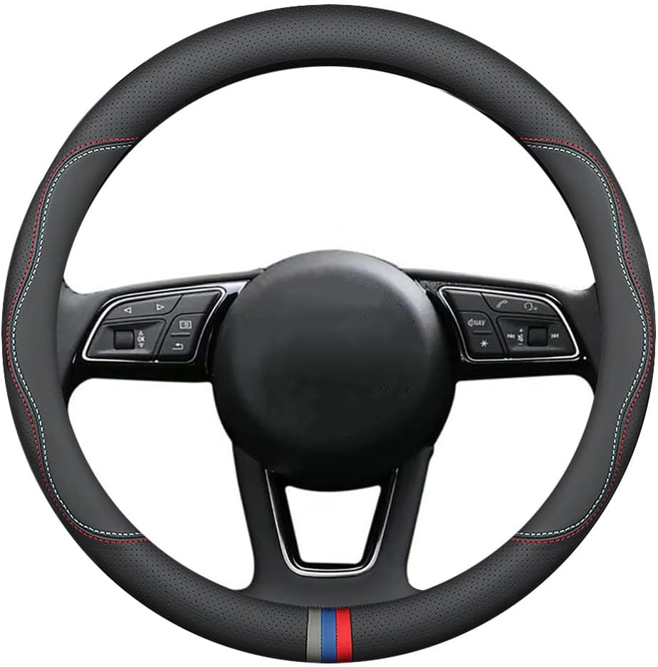 New Nappa Leather car Steering Wheel Cover, Universal 15 inch Black