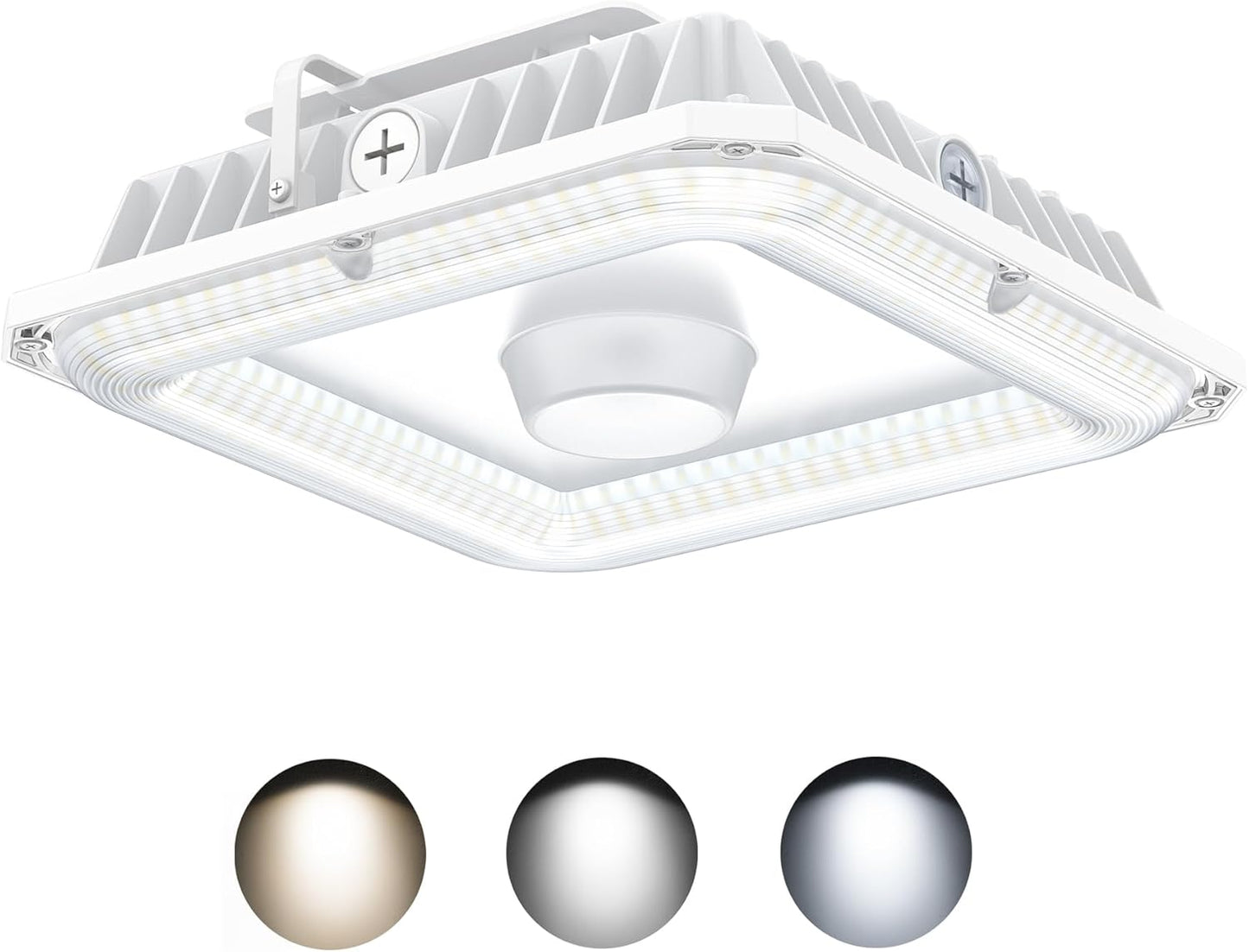 BBESTLED LED Canopy Light with Photocell, 60W 80W 100W Adjustable, ETL&DLC Listed 13500LM Carport Lights 5700K/5000K/4500K, AC100-277V IP65 Waterproof Canopy Light for Gas Station, Dusk to Dawn