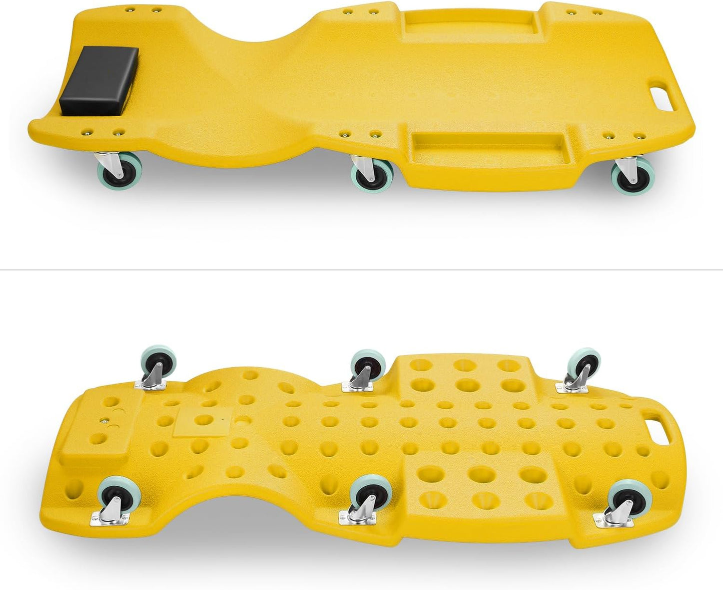 DNA MOTORING 48 Inches Heavy-Duty Low-Profile Roller Automotive Creeper with Padded Headrest, Yellow, TOOLS-00239-YL