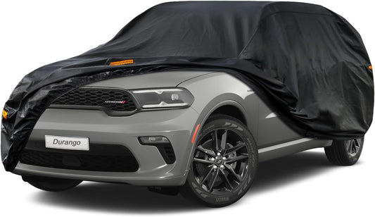 Kayme 7 Layers SUV Car Cover Custom Fit for Dodge Durango（2004-2025 Waterproof All Weather for Automobiles, Outdoor Full Cover Rain Sun UV Protection.Black