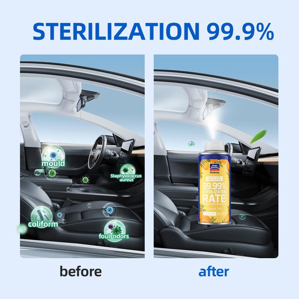 Glodway Whole Car Air Refresher Spray,Odor Eliminator Eliminates Strong Vehicle Odors,Lemon Scent-6 Ounce Spray Bottle (Plack of 3)