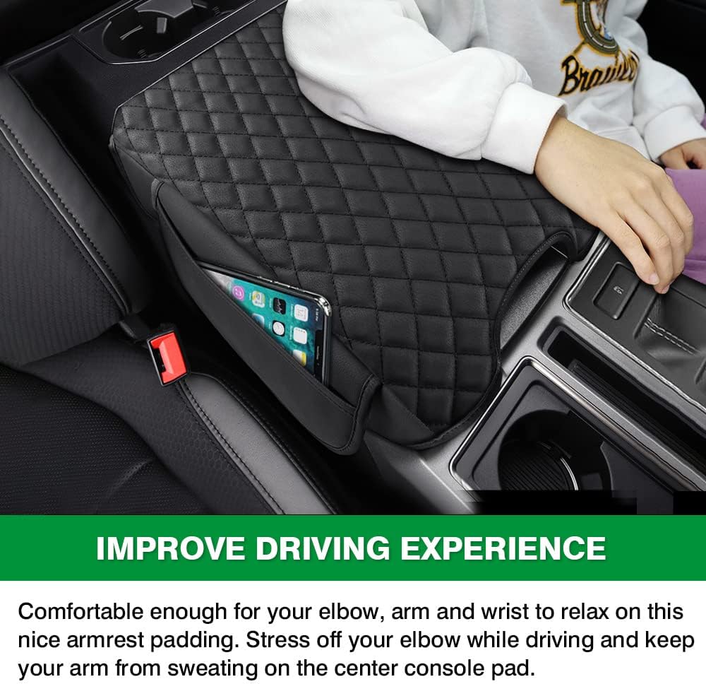 Shademax Custom Fit for Center Console Cover 2015-2020 Ford F-150 F150 / 2017-2022 F250 F350 F450 /2018-2024 Expedition Accessories Armrest Cover Cushion Pad Armrest Seat Box Protector
