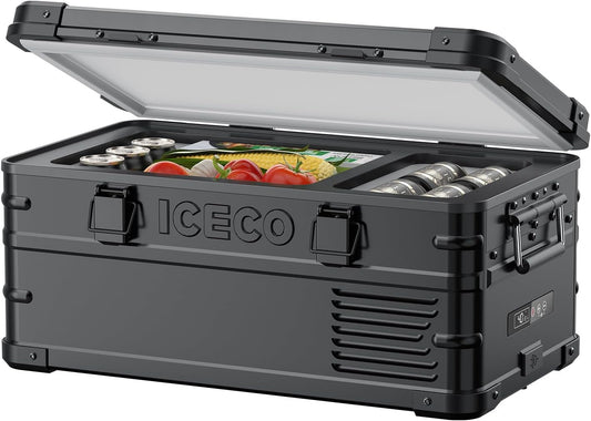 ICECO APL20 Portable Refrigerator, 21 Qts 12 Volt Fridge Freezer, Aluminum Car Fridge with SECOP Nano Compressor, Electric Cooler Powered by AC/DC or Solar, -4℉~68℉, Refrigerator for Vehicles, RV