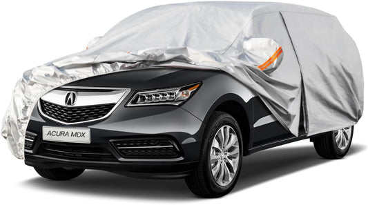 Kayme 6 Layers SUV Car Cover Custom Fit for Acura MDX (2001-2025) Waterproof All Weather for Automobiles, Outdoor Full Cover Rain Sun UV Protection.Silver