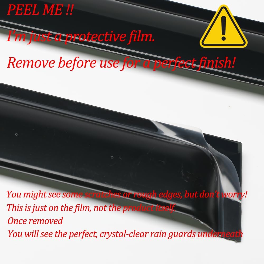 Side Window Vent Wind Deflectors fit for 2004-2015 Nissan Titan Crew Cab,4pcs Out-Channel Tape On Visors Shades, Dark Smoke Nice Looking Sun Rain Guards 94858