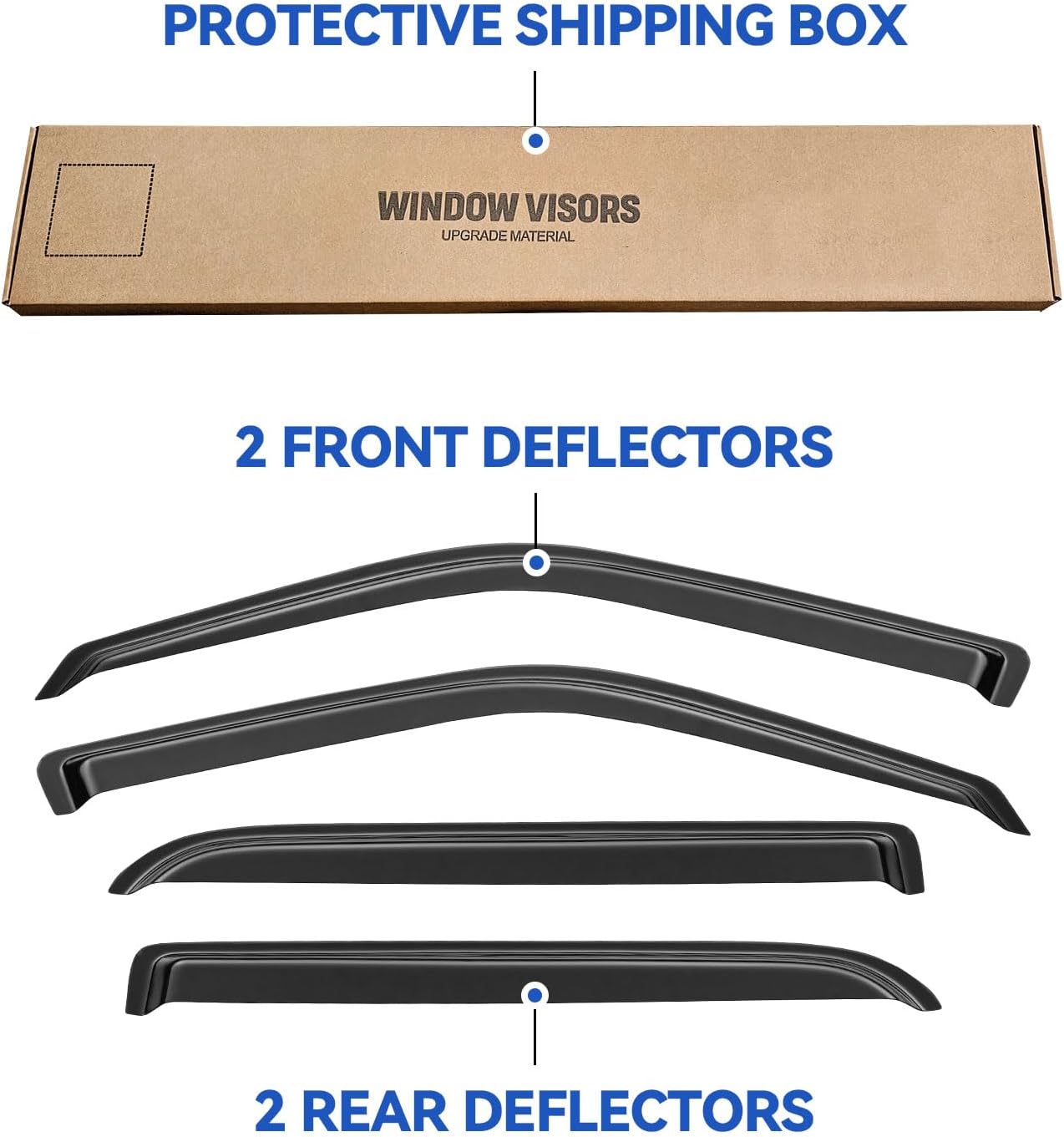 Window Visors Rain Guards for 2001 2002 2003 Ford F150 SuperCrew Cab, Out-Channel Window Vent Wind Deflectors Visors Shades for 2002 2003 Lincoln Blackwood
