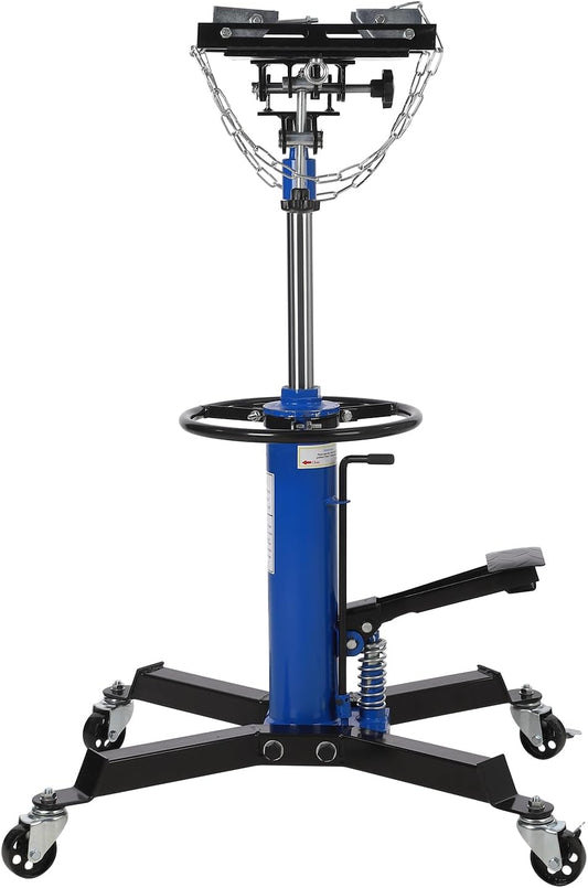Hydraulic Transmission Jack 1322 LBS (3/5 Ton) Capacity 33.8"-72.8" Lifting Height 2 Stage Hydraulic Telescoping Jack Heavy Duty with Foot Pedal and 360° Swivel Wheel, Blue