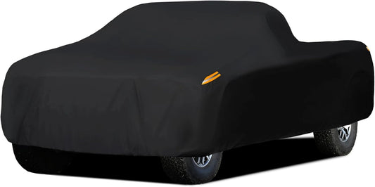 MORNYRAY Waterproof Car Cover All Weather Snowproof UV Protection Windproof Outdoor Full Truck Cover, Universal Fit for (All Black, Fit Truck Length 230-242 inch)