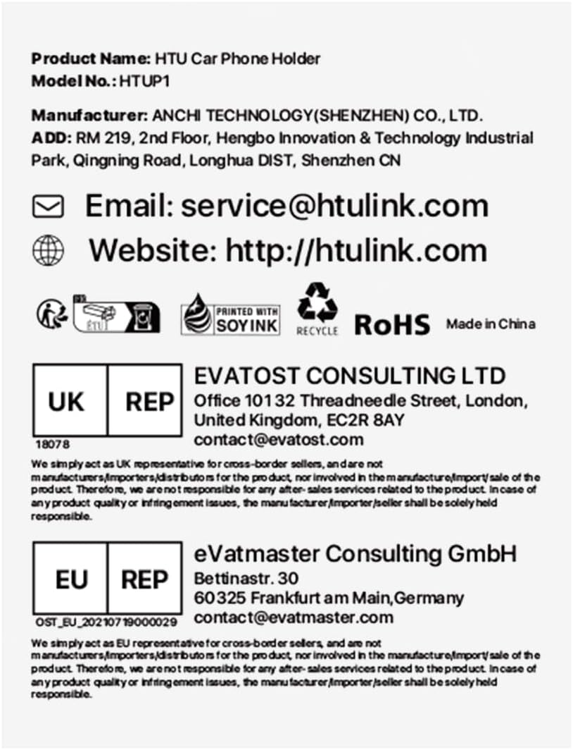 HTU [True Military-Grade] 2025 Upgraded Car Phone Holder 【Safety Certs & No Smell】 Cell Phone Holder for Car Mount for Dashboard Windshield Air Vent Long Arm Thick Case,Navy Blue