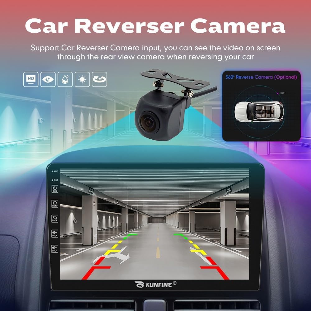 Kunfine Car CarPlay Android Auto Navigation Stereo GPS Radio Reverse Camera Display 9" IPS Touchscreen Headunit Tablet Pad Media Player for Peugeot 301 13-22, if Applicable Octa Core 6G+128G Silver