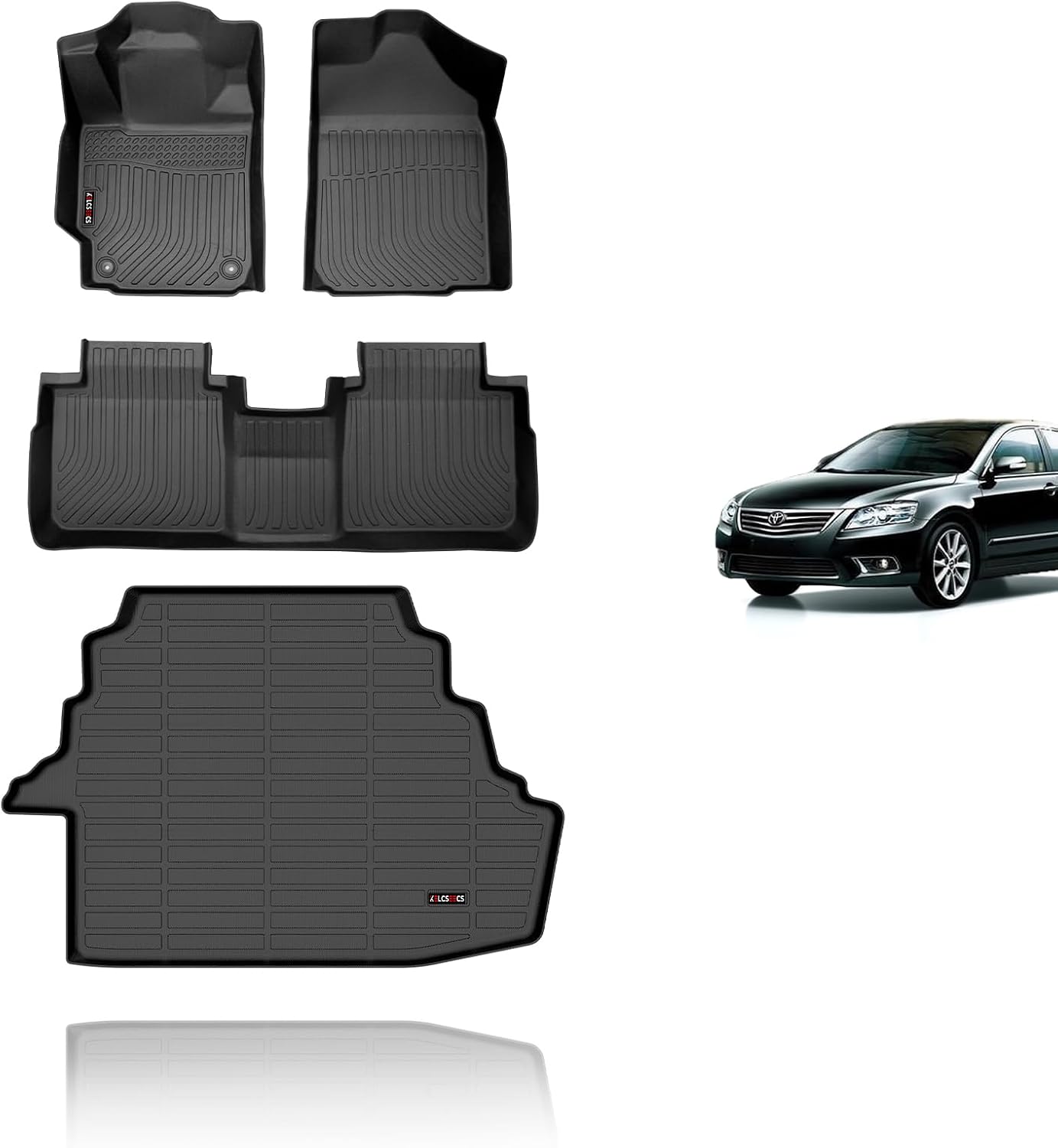 KELCSEECS Floor Mats & Cargo Liner Custom for 2007 2008 2009 2010 2011 Camry(Not Fit Hybrid) All Weather Car Mats Cargo Mat Trunk Mat Camry Floor Mats Trunk Liner Accessories