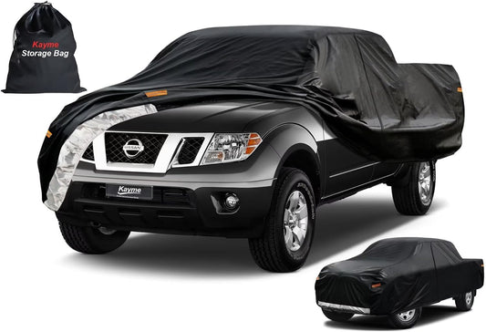 Kayme Truck Cover Custom Fit Nissan Frontier(1998-2020) King/Crew Cab Short Bed. Full Exterior Heavy Duty Outdoor Pickup Truck Car Cover Waterproof All Weather.Car Tarp for Wind Sun Dust Protection.