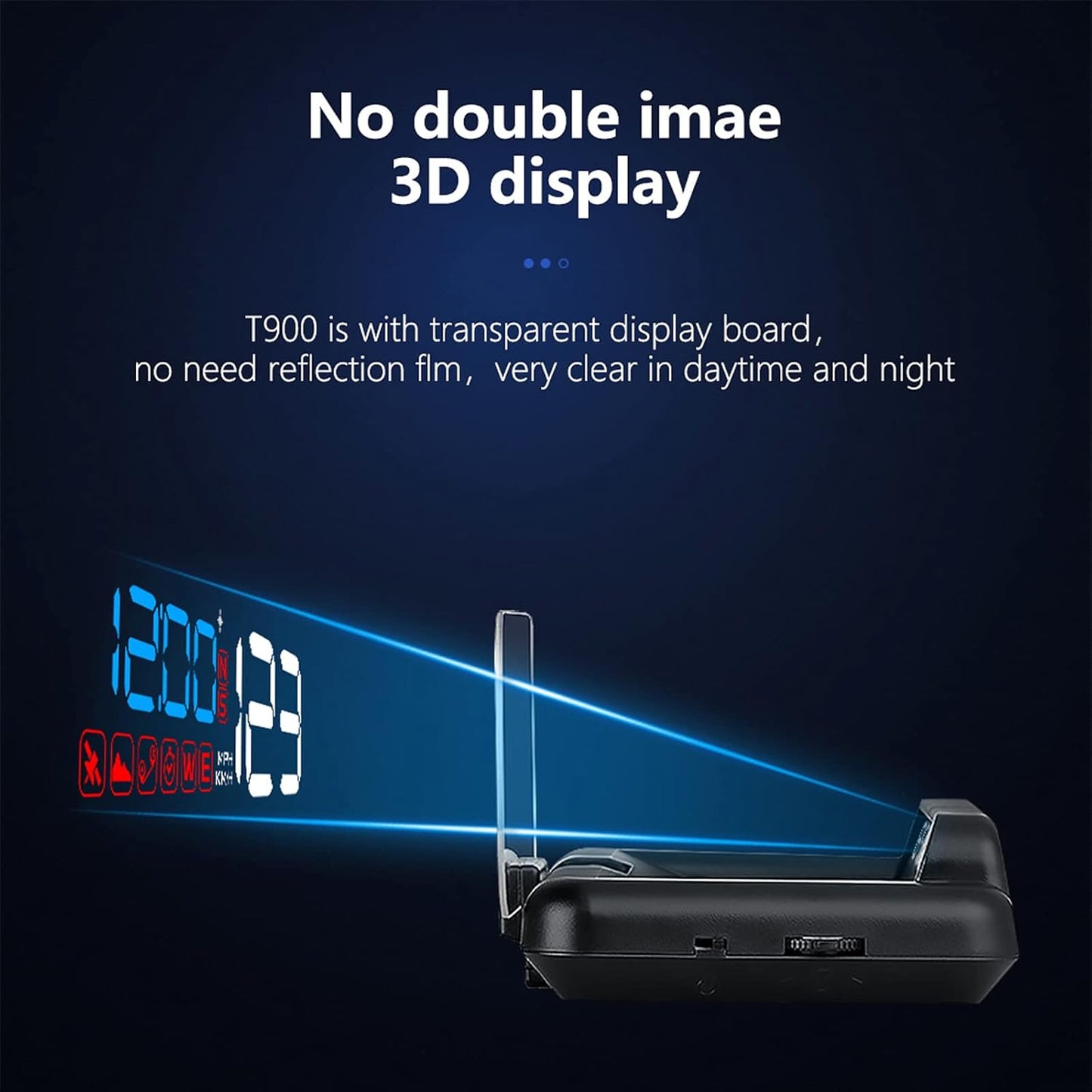 Universal Car HUD Head Up Display T900, with Satellite Clock, Single Driving Time and Single Driving Distance, Work for All Vehicles