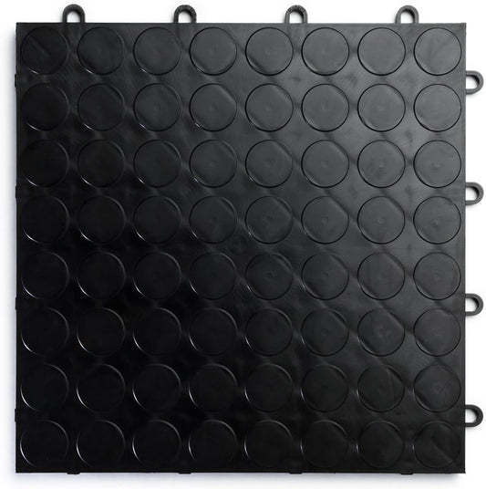 Big Floors RaceDeck CircleTrac, Interlocking Non-Slip Garage Flooring Tile, Durable, Modular, Heavy-Duty Copolymer, Easy Install (Black, 12 Pack of 12 x 12" Tiles)