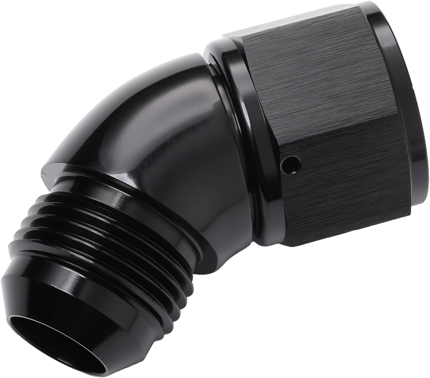 45 Degree 12AN Male to 12AN Female Swivel Full Flow Fitting Adapter Coupler Aluminum Black
